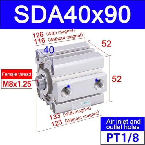 Cylindre pneumatique SDA40 solution encombrement reduit course 90mm - 2