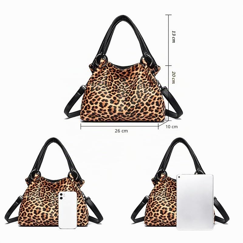 Borsa a mano da Donna con Tracolla in Pelle Sintetica Borsa a spalla Donna Sacchetto Borse Manici Donne Borsa Bauletto Modello leopardo Borsetta