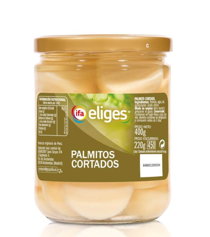 Palmitos Cortados, Geschnittene Palmherzen im Glas, 400g, 4er Pack