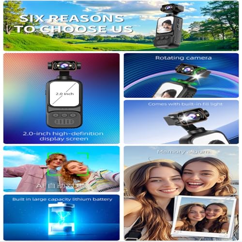 Caméra de vlogging 2K portable et rotative avec stabilisation