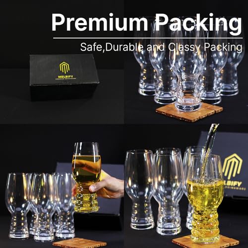 Image of Melbify Chalice Beer Glasses | Set of 12 | 500 ml | Premium | Tall Beer Glasses | Fancy Crystal Beer Glass Set -12 | Long | Unique| Exclusive | Pub-Style