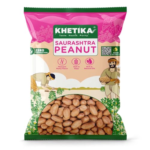 Image of Khetika Peanuts 1Kg | Ground Nut Raw, Groundnut, Raw Peanuts, Moongfali, Unpolished, Rich in Protien & Fiber, Naturale (Pallilu)
