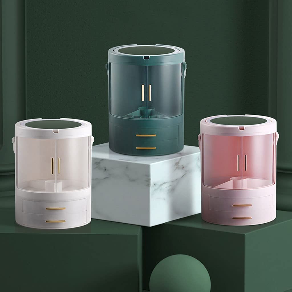 Kosmetische Vitrine Kreative minimalistische kosmetische Aufbewahrungsbox Hautpflegespeicher mit Lampen-Make-up-Spiegel geeignet for Badezimmer-Schlafzimmer-Kommode Make-up-Organizer