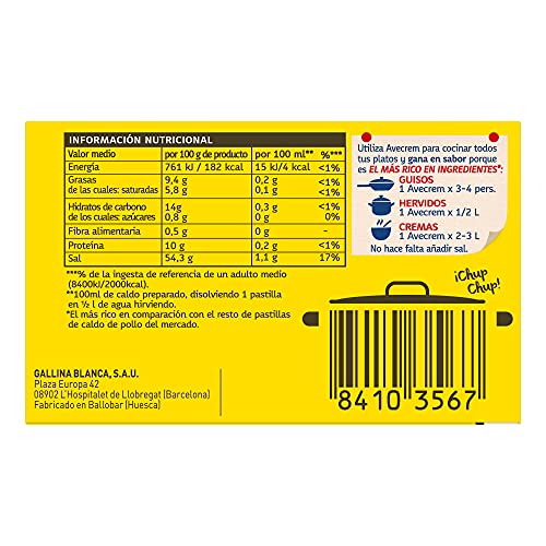 Gallina Blanca, Avecrem Kippenbouillon, 24 blokjes, 240 g - Afbeelding 3