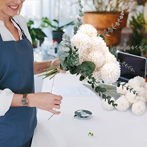 24 Pcs Chrysanthemum Flowers Artificial Ball Flowers Bouquet Long Stem Flowers Chrysanthemum Faux Flowers Hydrangea Boho Floral Tables Centerpieces For Home Kitchen Wedding Party Decorations (White) #TOP4