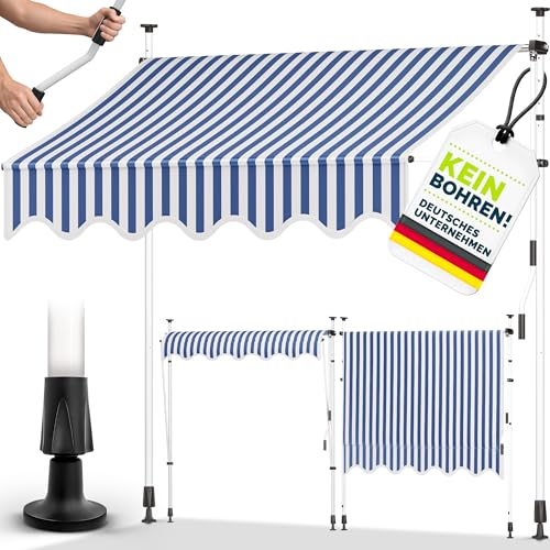 tillvex Klemmmarkise mit Handkurbel Balkon | Balkonmarkise ohne Bohren | Markise UV-beständig & höhâ€¦ – Miniatur