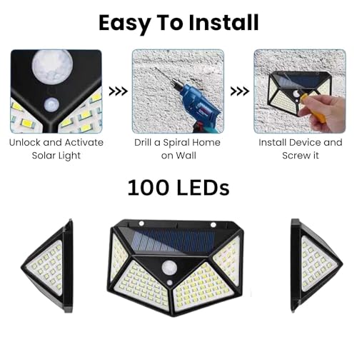 Image of Catron Solar Light Motion Sensor LED Solar Garden Lights Outdoor Waterproof,Solar Security Lights for Balcony Terrace Compound Gate Backyard (Pack of 1)