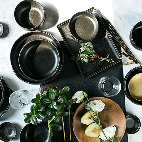 Geschirr Set Geschirr SetKlassisches 21-teiliges Tafelservice, kreatives Porzellan-Geschirrset mit Tellern, Schüsseln und Schüsseln, Tafelservice aus Keramik mit schwarzen und goldenen Seiten für Küc 5 Geschirr Set Geschirr SetKlassisches 21-teiliges Tafelservice, kreatives Porzellan-Geschirrset mit Tellern, Schüsseln und Schüsseln, Tafelservice aus Keramik mit schwarzen und goldenen Seiten für Küc