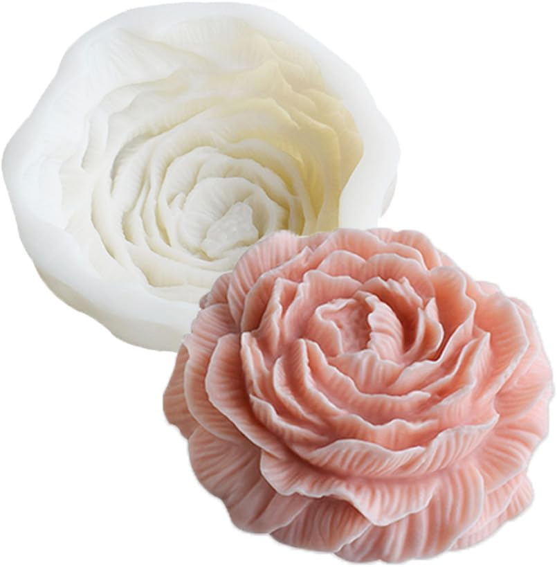 Tone Fun 3D Large Peony Flower Candle Silicone Molds for Making Candle, Resin, Aromatherapy Candles, Handmade Wax Soap, Home Decor, Craft (6.49x2.83inch)