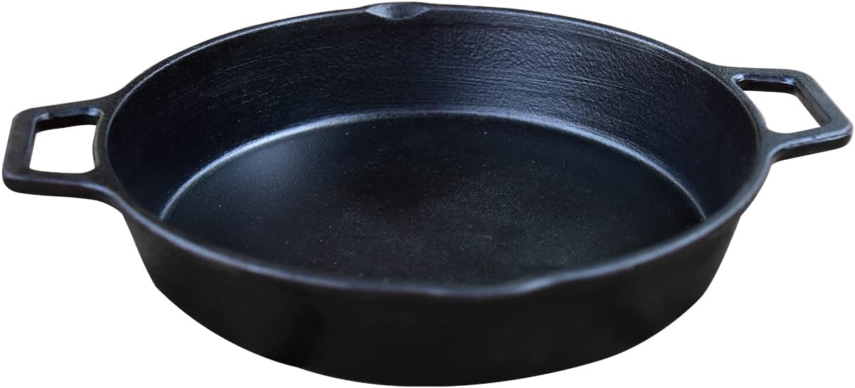 SWASTHA COOKWARE Cast Iron Material Skillet 9"( Double Handle) | Black Colour | Skillet_9double