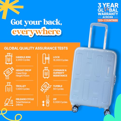 Image of American Tourister Ivy 2.0 | Small Size Cabin Trolley Bag (55 cm) | 360 8 Wheel Travel Luggage | Hard Case Polypropylene (PP) Suitcase | Combination Lock | Blue Frog