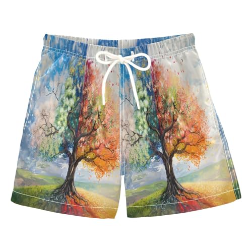 Boys Swim Trunks Toddler Swim Shorts Little Boys Swimwear Huge Tree Four Season Bathing Suit Swimsuit Multi