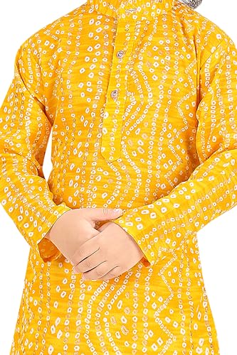 Image of TinySteps Traditional Bandhani Print Kids Festive Ethnic Wear Boys Cotton Kurta Pajama Set