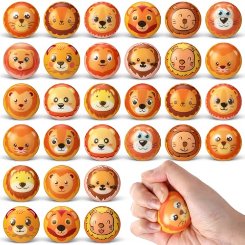 Skylety 30 Pcs Mini Lion Balls for Kids Foam Lion Squeeze Balls