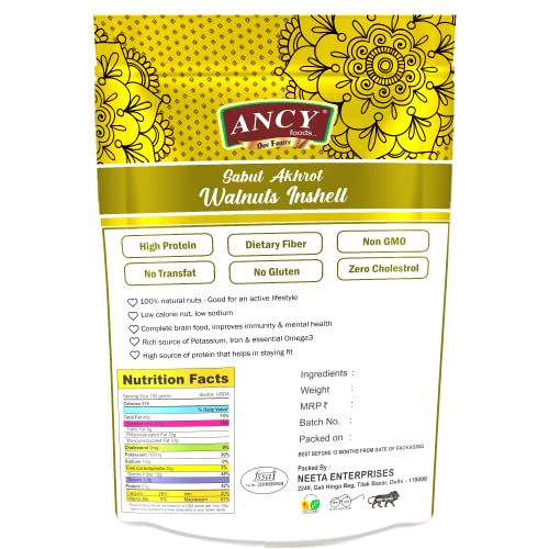 Image of Ancy Best Inshell Fresh Paper Walnuts, Dry Fruits , 4 X 250 g