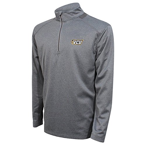 Crable Adult Men NCAA Quarter Zip with Neck Panel, Heather Gray/Black, Large