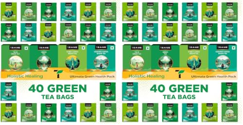 Image of TE-A-ME Assorted Green Tea Bags 40 Pcs,60 Gram,Kashmiri Kahwa,Tulsi,Green,Honey Lemon | One Of The Best Choice For Tea Gifting (Pack of 2)