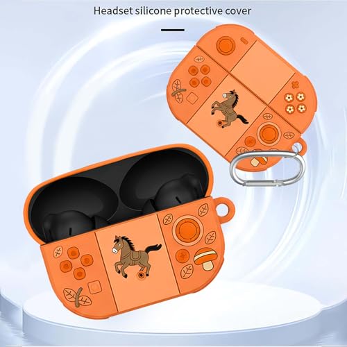 Image of Anvique Silicone Case Cover for Oneplus Nord Buds 4 Pro, Scratch Resistance, Shock Absorption, with Premium Carabiner (Horse Orange)