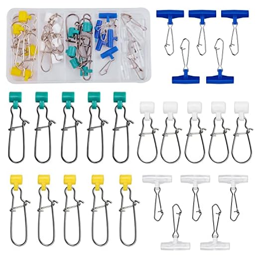 Fishing Line Sinker Slides with Duo Lock Snaps, 25PCS Heavy Duty Saltwater Sinker Weights Connector Hooked Snap Kit Catfish Fishing Gears for Braid Line (5 Colors Mixed)