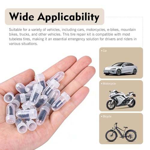 Yidcidu 20PCS Tire Plugs Screw Type, 2 Sizes Vacuum Tire Repair Rubber Nail, Spiral Screw Plugs for Motorcycle Tractor Truck and Vehicle Puncture Repair (Black) - Thumbnail 7