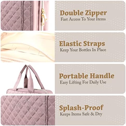 T-LUX Hanging Travel Toiletry Bag Plus Free Toothbrush, Travel Bag for Toiletries Full Size 4 Compartments, Cosmetic Travel Bag, Hanging Makeup Organizer for Bathroom, Hanging Toiletry Bag for Women (Rosy Dawn) 5 T-LUX Hanging Travel Toiletry Bag Plus Free Toothbrush, Travel Bag for Toiletries Full Size 4 Compartments, Cosmetic Travel Bag, Hanging Makeup Organizer for Bathroom, Hanging Toiletry Bag for Women (Rosy Dawn)