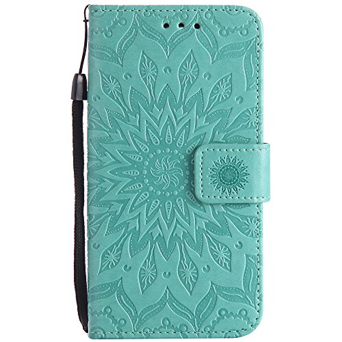 Isadenser Lg K7 Case Lg Tribute 5 Case [Wallet Stand] As Gift With Shockproof Credit Card Holder Flip Magnetic Closure Protection New Pu Leather Wallet Case Cover For Lg Tribute 5 Green Sunflower #TOP1