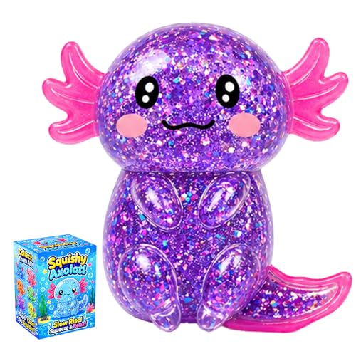 Cute Squishy Stress Relief Toy, Glitter Fidget Toys (Purple)