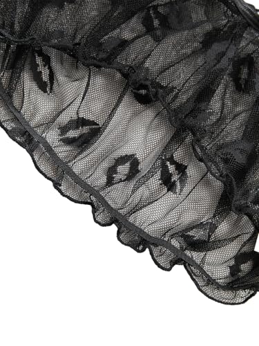 Image of Lilosy Sexy Stretch Ruffle Tie Sheer Mesh Lingerie Set Outfits