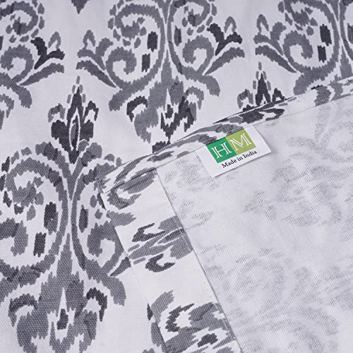 Image of HOMEMONDE 9 Feet Grey Modern Grommet Semi Sheer Curtains - Long Door Cotton Drapes Decorative for Living Room, Bedroom, Balcony Panels (Grey Ikat - 108 Inches)