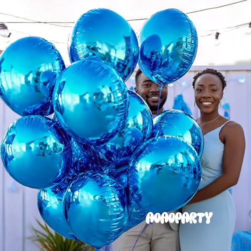 Image of 25Pcs Blue Round Shaped Helium Foil Mylar Balloons 18 Inch Balloons for Birthday Wedding Anniversary Engagement Party Decorations Supplies