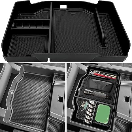 Center Console Organizer fits for Dodge RAM 2025 2024 2023 2022 2021 2020 2019 1500 2500 3500 Accessories Interior Storage Box Armrest Storage Tray (Black)