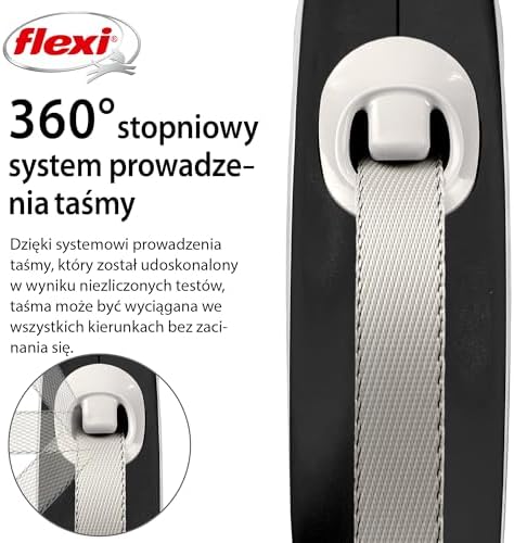 Flexi Comfort Smycz Automatyczna, Szary/Czarny, L/8m