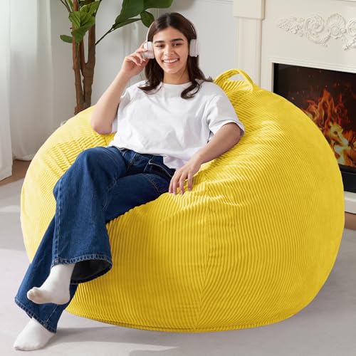 Homguava 3.5FT Bean Bag Chair: Teardrop Bean Bags with Memory Foam Filled, Compact Beanbag Chairs...