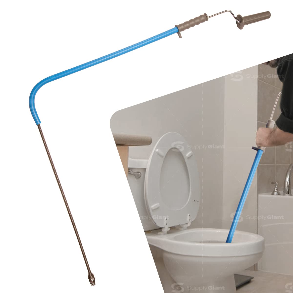 Supply Giant SU3247 3 Ft Toilet Auger Snake for Unclogging Toilets