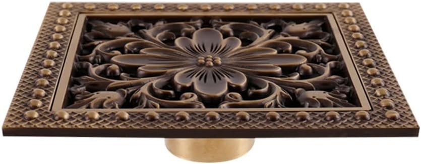 Floor Drains 15cm Square Shower Drain Brass Trap Waste Grate with Hair Strainer Bathroom Accessories(E)