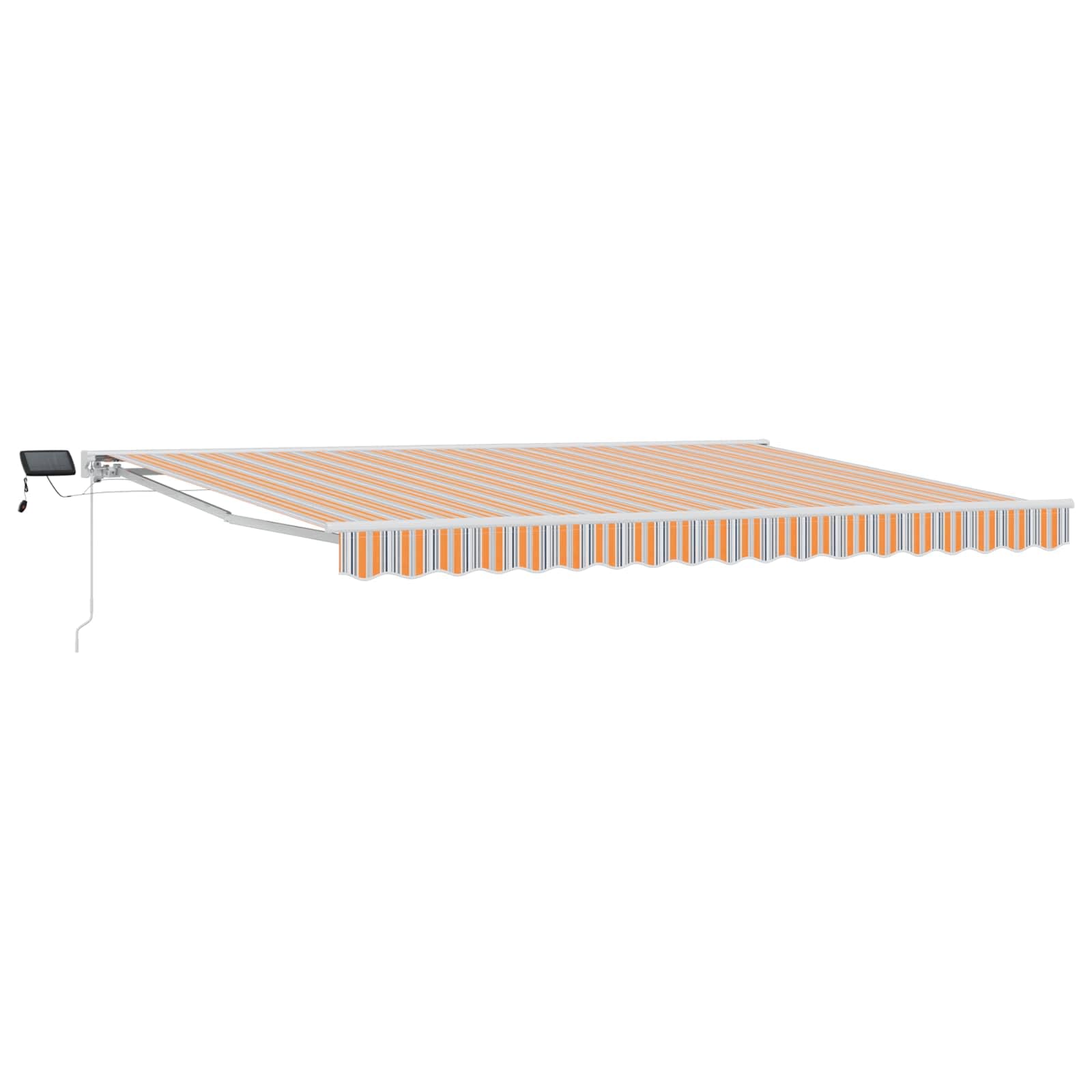 Store extérieur manuel 5x3m cadre LED bleu orange pour jardin