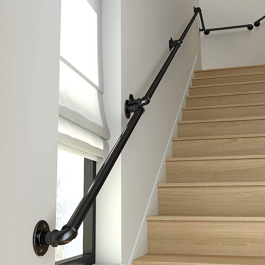 Cartel de seguridad de metal negro para escaleras, 120 cm, resistente a la corrosión, para interiores y exteriores, hierro forjado para escaleras, bares, escaleras.