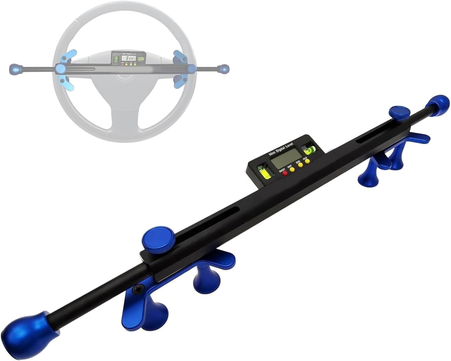 Eoweiot Digital Steering Wheel Level,Car Steering Wheel Alignment Tool,19-35cm Adjustable,Electronic Positioning Aid Aligner,4 Modes