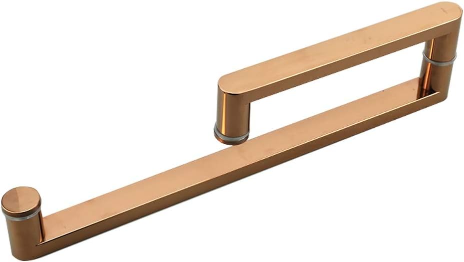 Shower Door Handles on Both Dides Back-to-Back Installation Door Knob Replacement Parts Sets for Shower Screen Bathroom Glass Door Pull Bar, Gold Stainless Steel