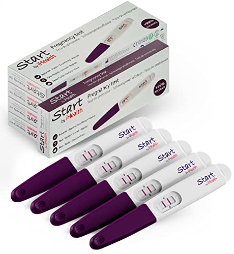5x Start by iHealth one step Schwangerschaftstest zur Eigenanwendung, Frühtest mit 99% Zuverlässigkeit, pregnancy test Cover