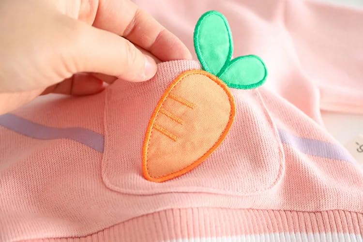 Image of Bold N Elegant Girl's Denim Solid Full Sleeve Bunny Print Sweatshirt Hoodie And Jeans With Frayed Hem