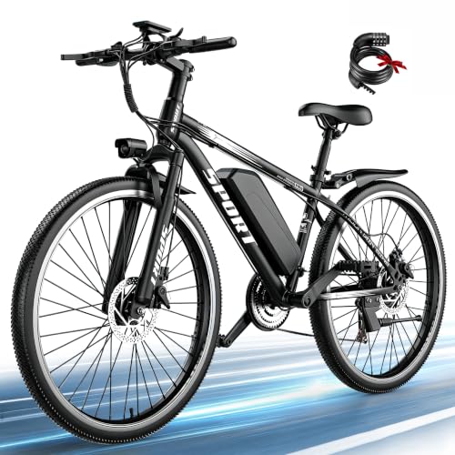Misodo Electric Bike for Adults, 25 MPH & 1500W Peak Motor Mountain Ebike, 45Miles & 48V 10.4Ah Removable Battery, 7-Speed E-Bike, 26" Tire Electric Bicycle for City Trail, 5 Modes, Front Suspension