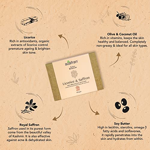 Azafran Licorice & Saffron Skin Brightening Bath Bar Soap (Value Pack Of 3). #TOP4