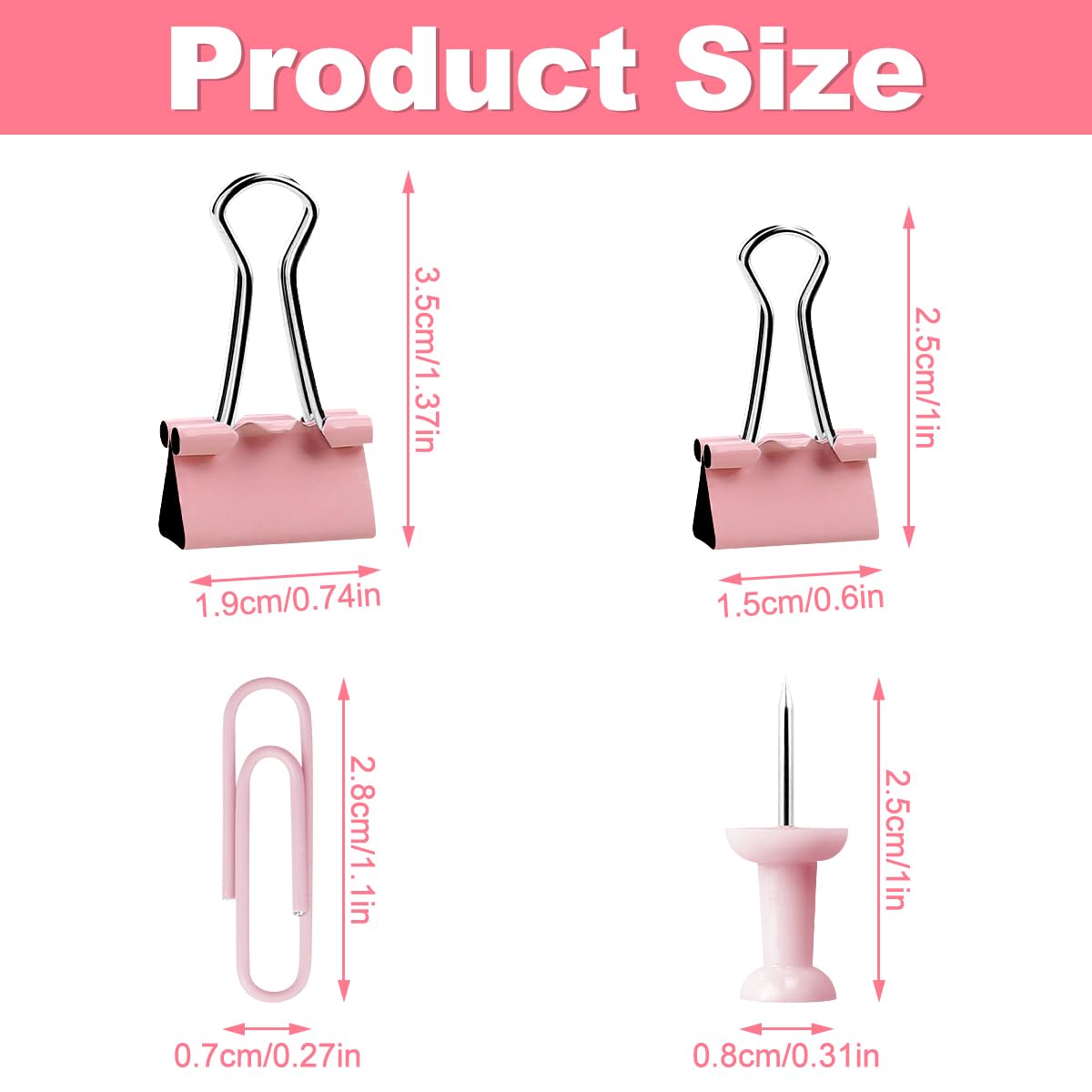 Kit De Oro Rosa, Juego De Clips Para Carpetas, Clips De Papel, Chinchetas, Total 171 Piezas Oso De Fresa Electronica