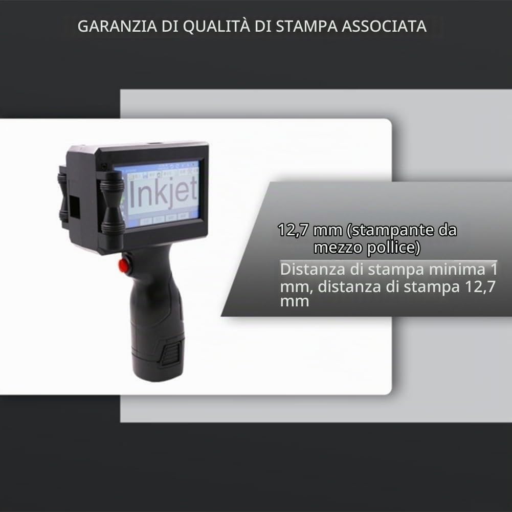 Stampante portatile a getto di inchiostro, touchscreen da 4,3 pollici per metallo legno vetro tessuto cartone, macchina di codifica 300-600DPI per codice QR numero lotto logo