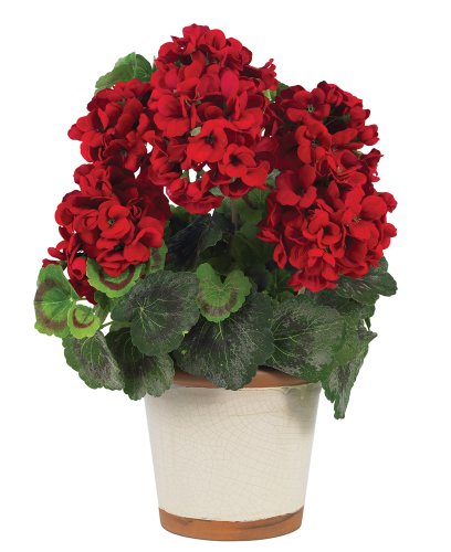 Nearly Natural 4691 Geranium Decorative Silk Plant, Red