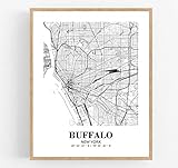 Eleville 8X10 Unframed Buffalo New York City View Abstract Road Modern Map Art Print Poster Wall Office Home Decor Minimalist Line Art Hometown Housewarming wgn277