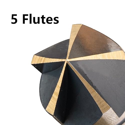 Miniatura 3 de Juego de brocas avellanadas de cobalto (5 unidades), M35 HSSCO de 82 grados, 5 flautas, vástago hexagonal de cambio rápido de 14 pulgadas para acero