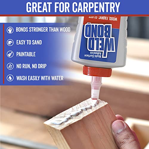 Weldbond Multi-Surface Adhesive Glue, Bonds Most Anything. Use As Wood Glue Or On Fabric Glass Mosaic Carpet Ceramic Tile Metal Stone & More. Non-Toxic, ​Dries Crystal Clear 14.2Oz /420Ml #TOP4