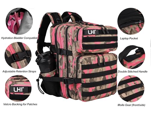 Image of LHI Tactical Military Backpack for Men and Women 25L /35L Army Assault Pack Bag Small Rucksack with Bottle Holder